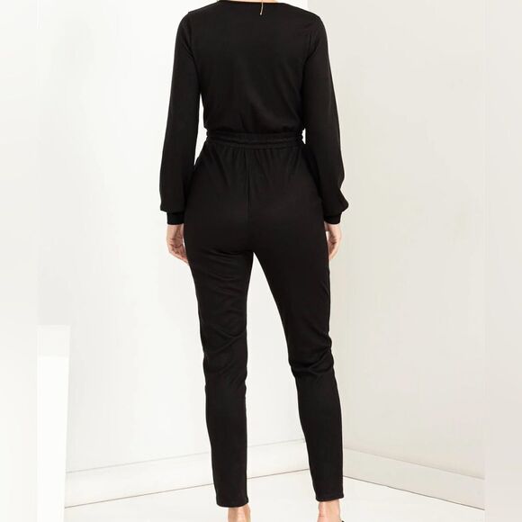 BLACK V-NECK JUMPSUIT by HYFVE, Medium - Picture 5 of 5